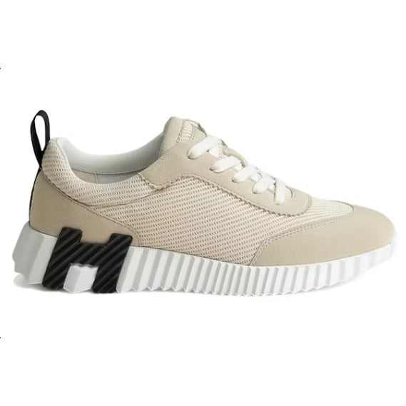 Hermes Bouncing Sneaker - Light Beige Black White